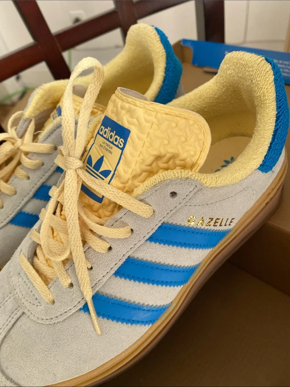 adidas Kids Gazelle Sneakers in Blue and Cream Suede